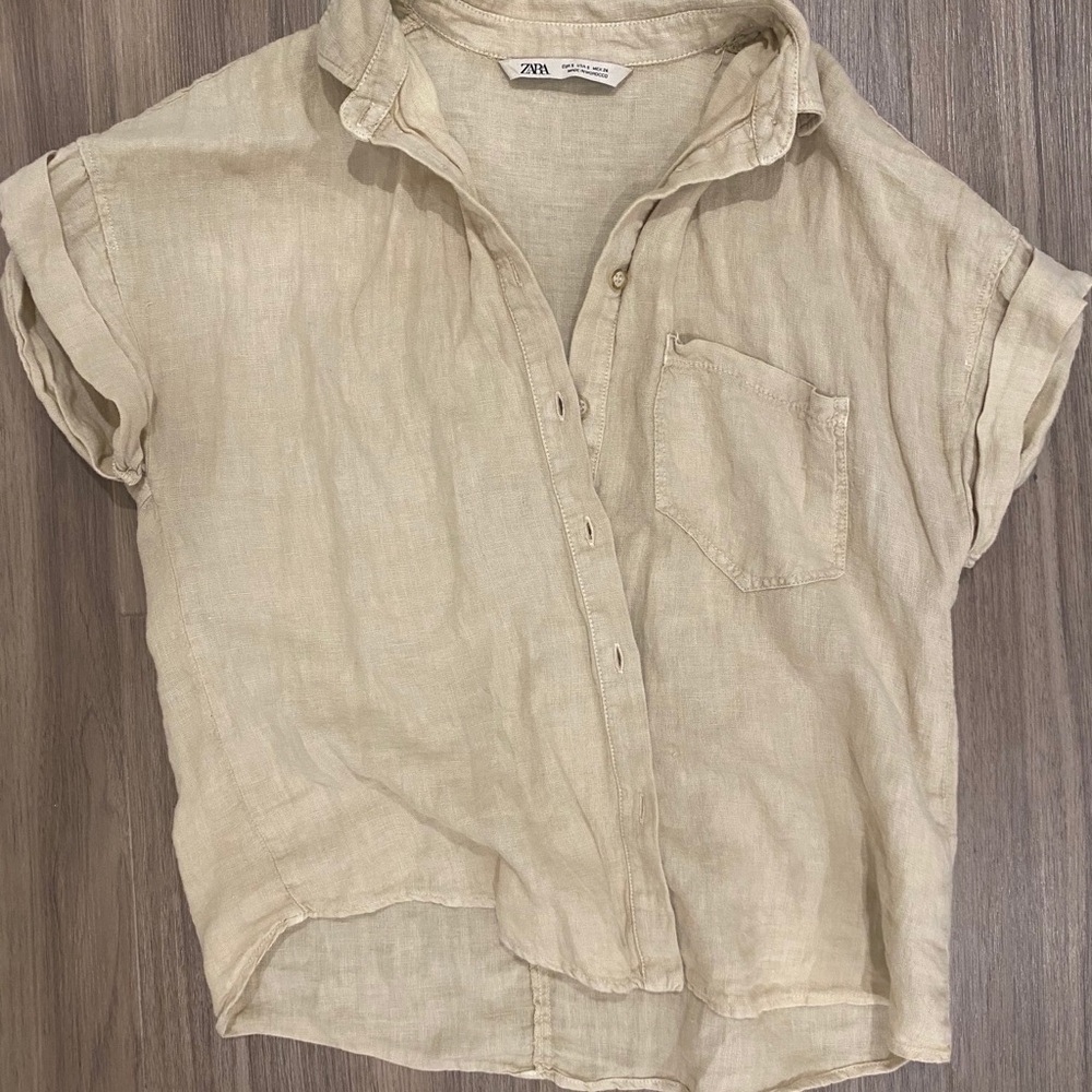 Zara linen collared shirt